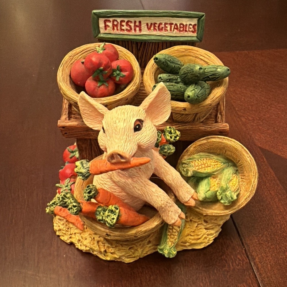 Hamilton Farm Livin' Market Mischief Collection "Bushel of Trouble" Pig Figurine